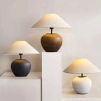 Traditional Japanese Fabric Ceramic Pot Conic 1-Light Table Lamp For Bedside Lumendat