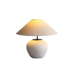 Traditional Japanese Fabric Ceramic Pot Conic 1-Light Table Lamp For Bedside Lumendat