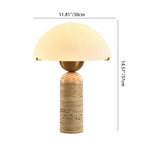 Contemporary Scandinavian Travertine Marble Glass Resin Dome Cylinder 1-Light Table Lamp For Bedside Lumendat