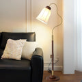 Traditional French Bell Printed Metal Fabric 1-Light Standing Floor Lamp For Living Room Lumendat