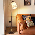 Traditional French Bell Printed Metal Fabric 1-Light Standing Floor Lamp For Living Room Lumendat