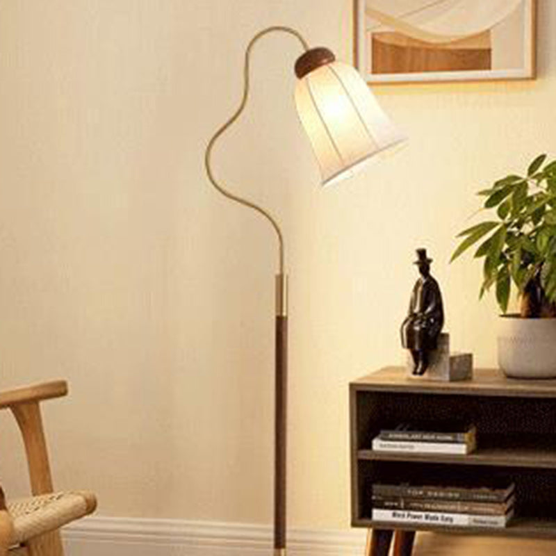 Traditional French Bell Printed Metal Fabric 1-Light Standing Floor Lamp For Living Room Lumendat