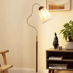 Traditional French Bell Printed Metal Fabric 1-Light Standing Floor Lamp For Living Room Lumendat