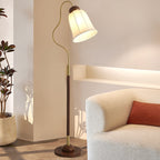 Traditional French Bell Printed Metal Fabric 1-Light Standing Floor Lamp For Living Room Lumendat