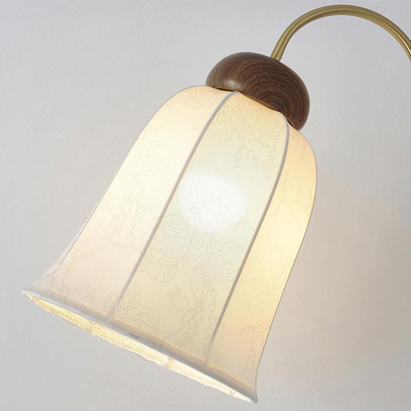Traditional French Bell Printed Metal Fabric 1-Light Standing Floor Lamp For Living Room Lumendat