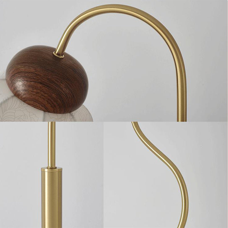 Traditional French Bell Printed Metal Fabric 1-Light Standing Floor Lamp For Living Room Lumendat