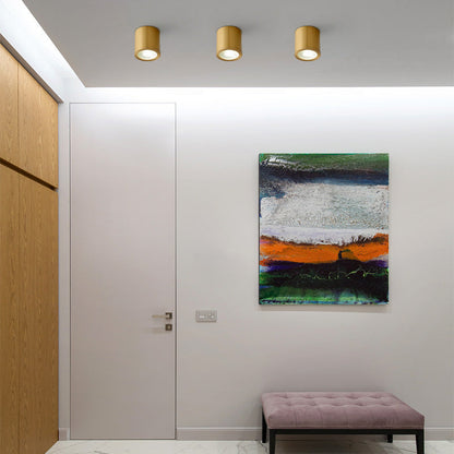 Contemporary Nordic Brass Cylinder Spotlight LED Flush Mount Ceiling Light For Hallway