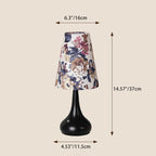 Traditional French Cylinder Floral Gourd Rechargeable Fabric Iron 1-Light Table Lamp Night Light For Bedside Lumendat