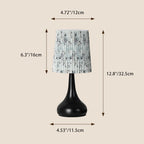 Traditional French Cylinder Floral Gourd Rechargeable Fabric Iron 1-Light Table Lamp Night Light For Bedside Lumendat