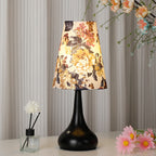 Traditional French Cylinder Floral Gourd Rechargeable Fabric Iron 1-Light Table Lamp Night Light For Bedside Lumendat