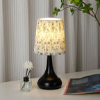 Traditional French Cylinder Floral Gourd Rechargeable Fabric Iron 1-Light Table Lamp Night Light For Bedside Lumendat