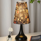 Traditional French Cylinder Floral Gourd Rechargeable Fabric Iron 1-Light Table Lamp Night Light For Bedside Lumendat