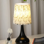 Traditional French Cylinder Floral Gourd Rechargeable Fabric Iron 1-Light Table Lamp Night Light For Bedside Lumendat