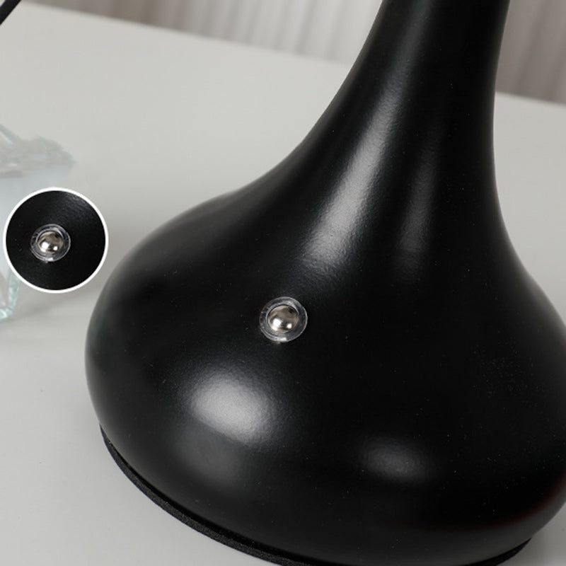 Traditional French Cylinder Floral Gourd Rechargeable Fabric Iron 1-Light Table Lamp Night Light For Bedside Lumendat
