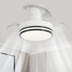 Contemporary Nordic Iron Acrylic ABS Round Stripe LED Semi-Flush Mount Ceiling Fan Light For Living Room