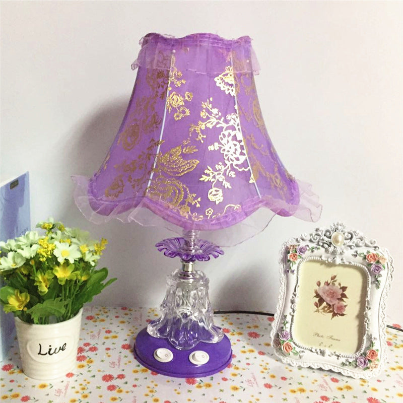 Traditional European Plastic Fabric Drum Lace Wedding 1-Light Table Lamp For Bedroom Lumendat