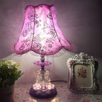 Traditional European Plastic Fabric Drum Lace Wedding 1-Light Table Lamp For Bedroom Lumendat
