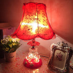 Traditional European Plastic Fabric Drum Lace Wedding 1-Light Table Lamp For Bedroom Lumendat