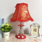 Traditional European Plastic Fabric Drum Lace Wedding 1-Light Table Lamp For Bedroom Lumendat