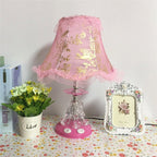 Traditional European Plastic Fabric Drum Lace Wedding 1-Light Table Lamp For Bedroom Lumendat