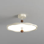 Traditional French Iron Aluminum Acrylic Round Wave LED Semi-Flush Mount Ceiling Light For Bedroom