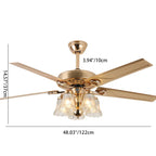 Traditional European Bell Floral Iron Wood PVC Glass 5-Light Downrods Ceiling Fan Light For Living Room Lumendat