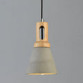 Contemporary Scandinavian Wood Cement Conic 1-Light Pendant Light For Dining Room
