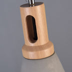 Contemporary Scandinavian Wood Cement Conic 1-Light Pendant Light For Dining Room