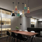 Contemporary Scandinavian Wood Cement Conic 1-Light Pendant Light For Dining Room