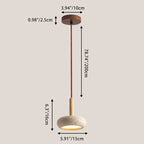 Traditional Japanese Round Travertine Wood LED Pendant Light Island Light for Dining Room BulbSquare