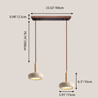 Traditional Japanese Round Travertine Wood LED Pendant Light Island Light for Dining Room BulbSquare