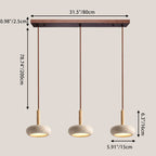 Traditional Japanese Round Travertine Wood LED Pendant Light Island Light for Dining Room BulbSquare