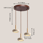 Traditional Japanese Round Travertine Wood LED Pendant Light Island Light for Dining Room BulbSquare