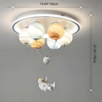 Contemporary Creative Kids Planet Space Hot Air Balloon Astronaut Iron Resin Glass 6-Light LED Semi-Flush Mount Ceiling Light For Bedroom Lumendat