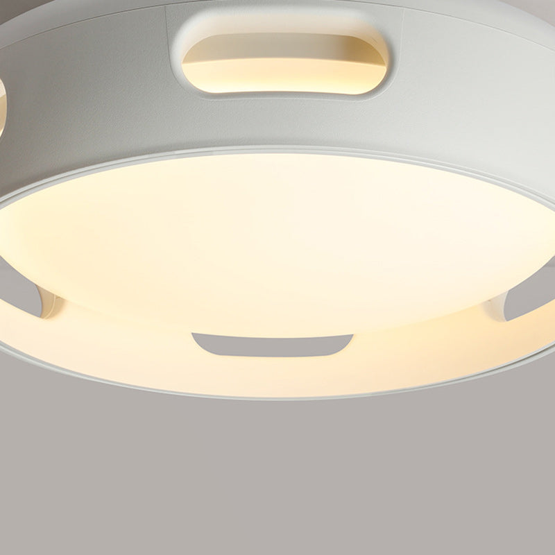 Contemporary Nordic Round Bladeless Pc Acrylic LED Semi-flush Mount Ceiling Fan Light for Bedroom BulbSquare