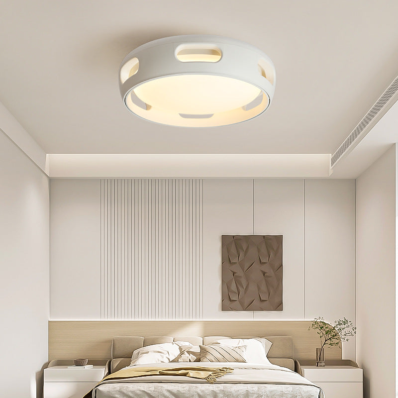 Contemporary Nordic Round Bladeless Pc Acrylic LED Semi-flush Mount Ceiling Fan Light for Bedroom BulbSquare