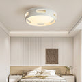 Contemporary Nordic Round Bladeless Pc Acrylic LED Semi-flush Mount Ceiling Fan Light for Bedroom BulbSquare