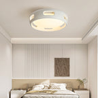 Contemporary Nordic Round Bladeless Pc Acrylic LED Semi-flush Mount Ceiling Fan Light for Bedroom BulbSquare