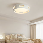 Contemporary Nordic Round Bladeless Pc Acrylic LED Semi-flush Mount Ceiling Fan Light for Bedroom BulbSquare