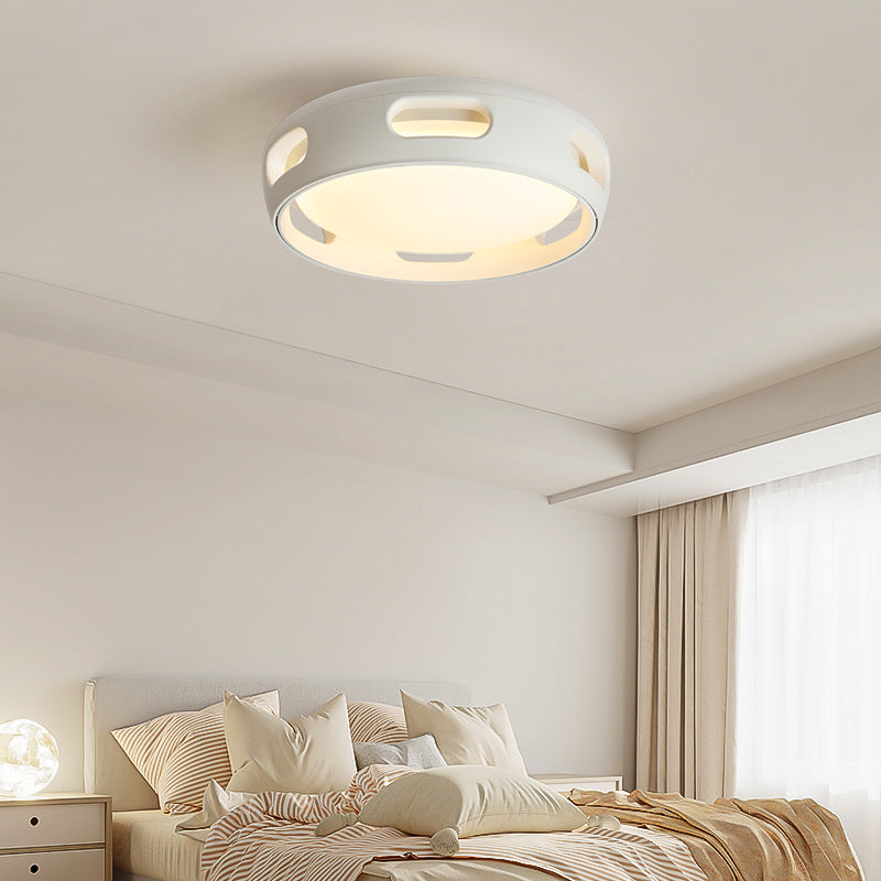 Contemporary Nordic Round Bladeless Pc Acrylic LED Semi-flush Mount Ceiling Fan Light for Bedroom BulbSquare