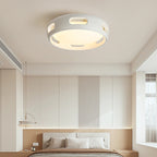 Contemporary Nordic Round Bladeless Pc Acrylic LED Semi-flush Mount Ceiling Fan Light for Bedroom BulbSquare