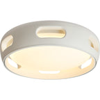 Contemporary Nordic Round Bladeless Pc Acrylic LED Semi-flush Mount Ceiling Fan Light for Bedroom BulbSquare