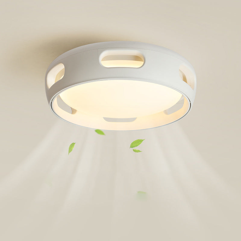Contemporary Nordic Round Bladeless Pc Acrylic LED Semi-flush Mount Ceiling Fan Light for Bedroom BulbSquare