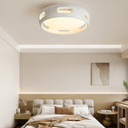 Contemporary Nordic Round Bladeless Pc Acrylic LED Semi-flush Mount Ceiling Fan Light for Bedroom BulbSquare
