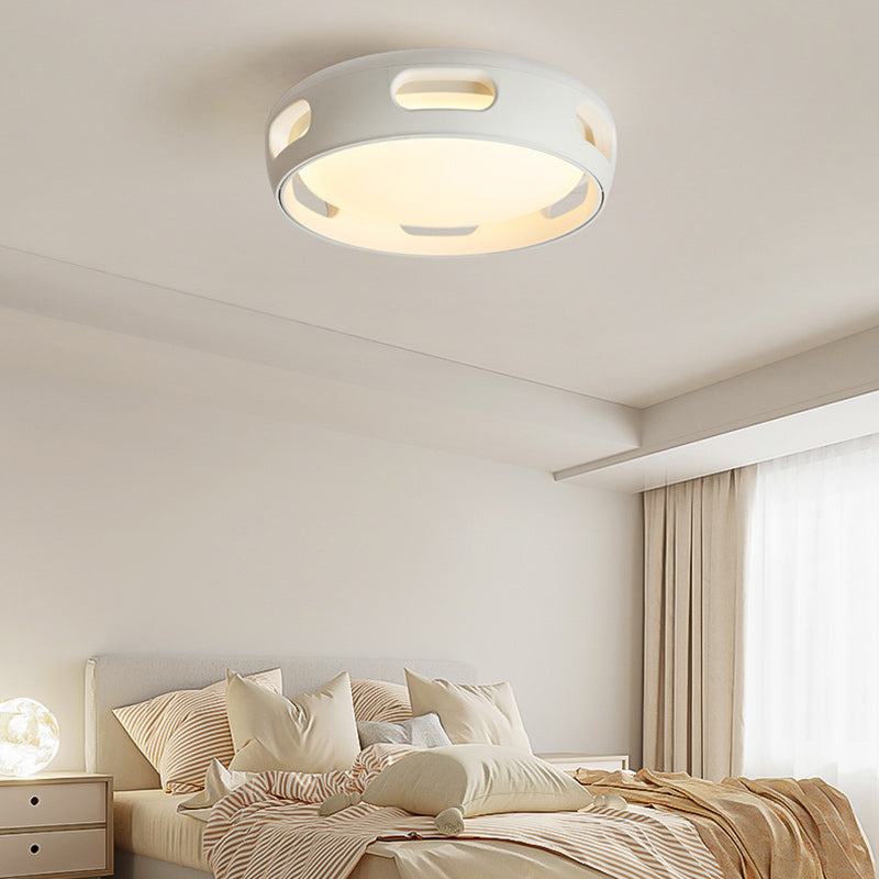 Contemporary Nordic Round Bladeless Pc Acrylic LED Semi-flush Mount Ceiling Fan Light for Bedroom BulbSquare