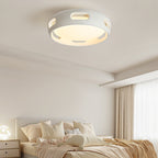 Contemporary Nordic Round Bladeless Pc Acrylic LED Semi-flush Mount Ceiling Fan Light for Bedroom BulbSquare
