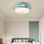Contemporary Nordic Round Bladeless Pc Acrylic LED Semi-flush Mount Ceiling Fan Light for Bedroom BulbSquare