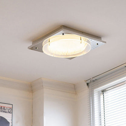 Traditional Vintage Square Hardware Acrylic LED Flush Mount Ceiling Light For Bedroom