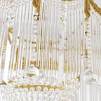 Traditional French Brass Crystal Bow Tie Tassel 4/6/8 Light Chandeliers for Living Room BulbSquare