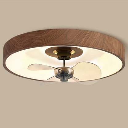 Modern Simplicity Round Iron Copper Acrylic LED Flush Mount Ceiling Fan Light For Bedroom
